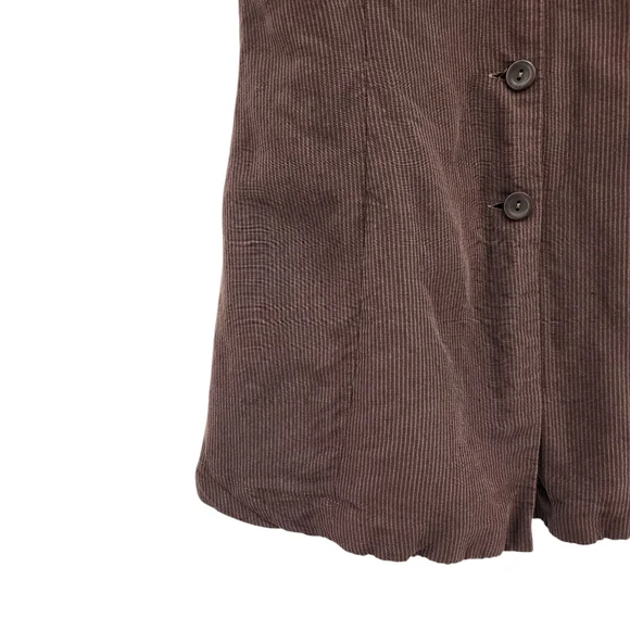 Lilith Women's Linen Blend Pinstripes Button Front Top - Picture 3 of 6